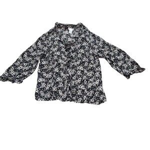 Vintage 90's Y2K Rena Rowan Silk Ruffle Blouse-Black/White-16W-GUC